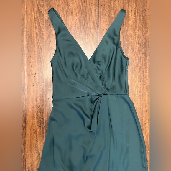 After Six Sleeveless Satin Faux Wrap Gown Size 2 Evergreen Mardi Gras Wedding - Picture 6 of 16